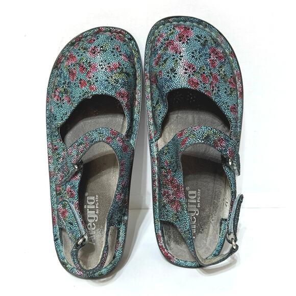 Alegria Women’s Jemma  Mary Jane Clogs Blue Green Floral Size 38 EU / US 8-8.5 - Picture 6 of 12